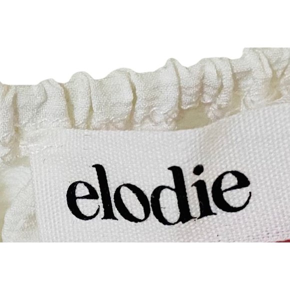 ELODIE White Puff Sleeve Crop Top w/ Elastic Waist Sz. S | Peasant, Princess - Picture 4 of 6